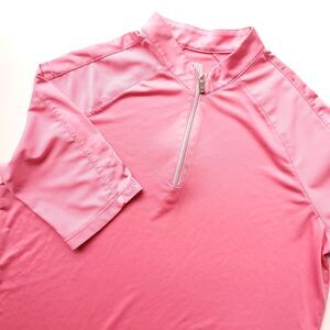 Tail White Label Womens L Pink 1/4 Zip Elbow Sleeve Mock Neck Polo Golf Tennis